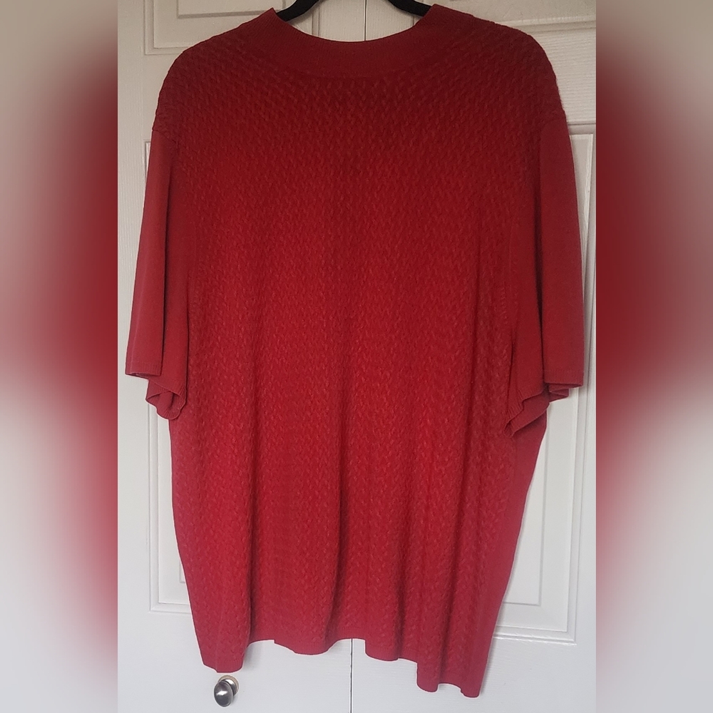 Plus Sz Red Short Sleeves Mock Neck Sweater